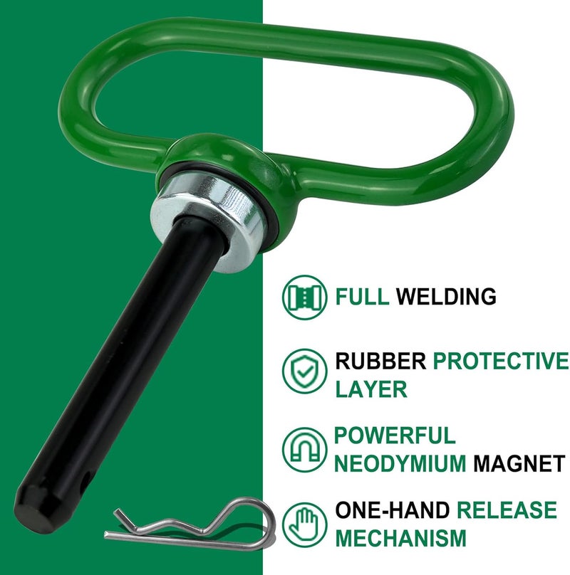 gradora Universal Towing Hitch Kit 3/4" Zero Turn Mower Hitch and 1/2" Magnetic Lawn Mower Trailer Hitch Pin (Combo Pack Green Black) - Image 2